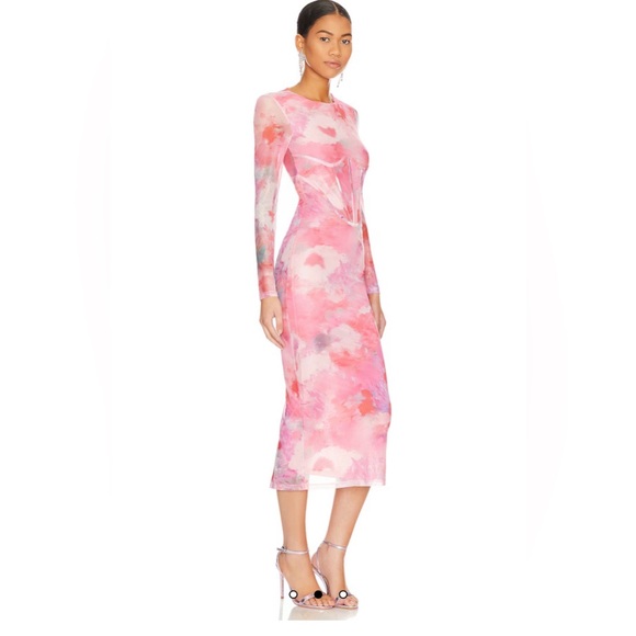 REVOLVE/ BARDOT Lena Corseted Mesh Midi Dress - Large - Picture 2 of 10